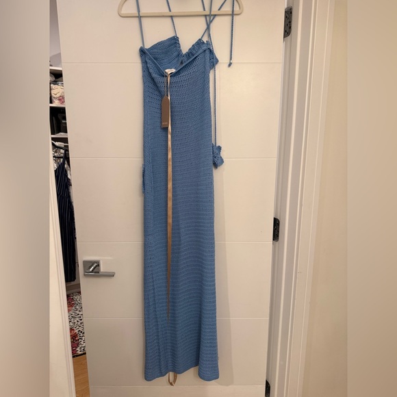 NWT Meshki Kyla Floral Crochet Maxi Dress - Cornflower Blue - size small - Picture 4 of 5